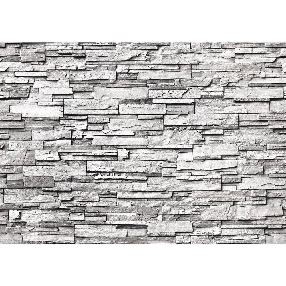 Nonwoven photo wallpaper grey - stackable stone wall wallpaper stone look stone wall