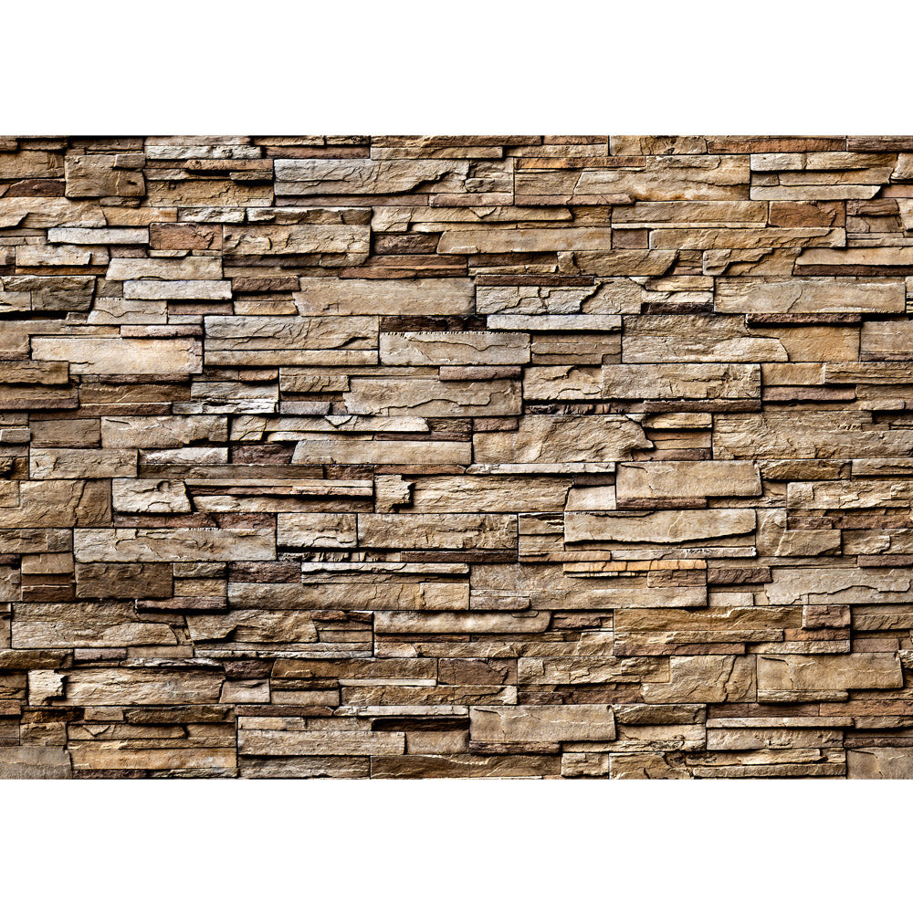 Non-woven photo wallpaper Noble Stone Wall - brown - stackable stone wall