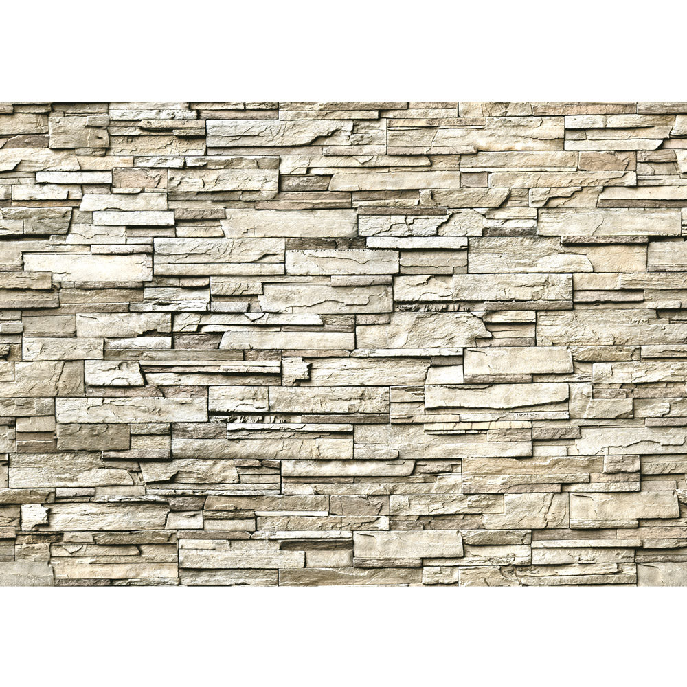 Papier peint photo intissé Noble Stone Wall - beige - papier peint mural en pierre empilable aspect pierre mur de pierre