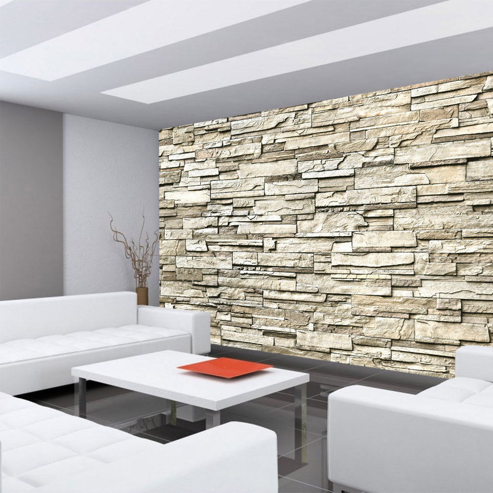 Vlies Fototapete Noble Stone Wall - beige - anreihbar Steinwand Tapete Steinoptik Stein Wand Wall