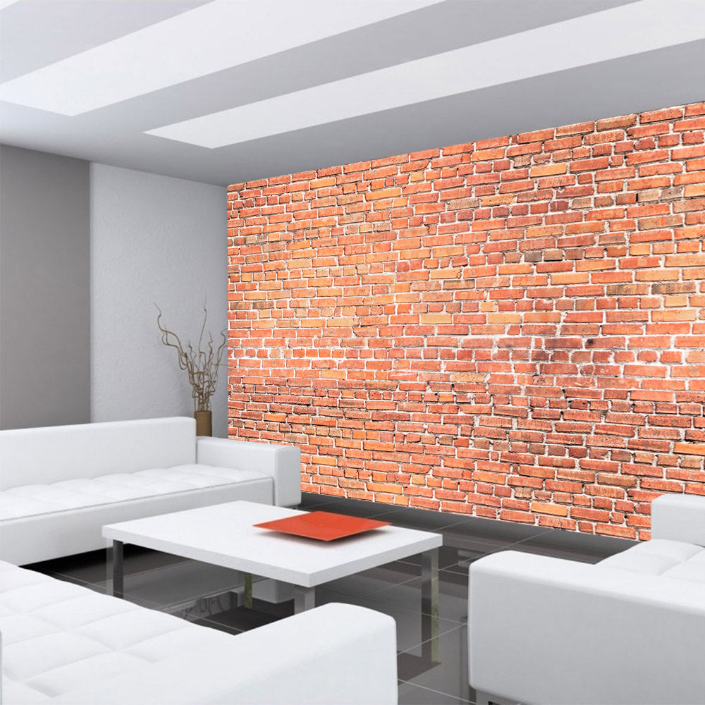 Vlies Fototapete Red Brick Stone Wall - anreihbar Steinwand Tapete Steinoptik Stein Wand Wall rot