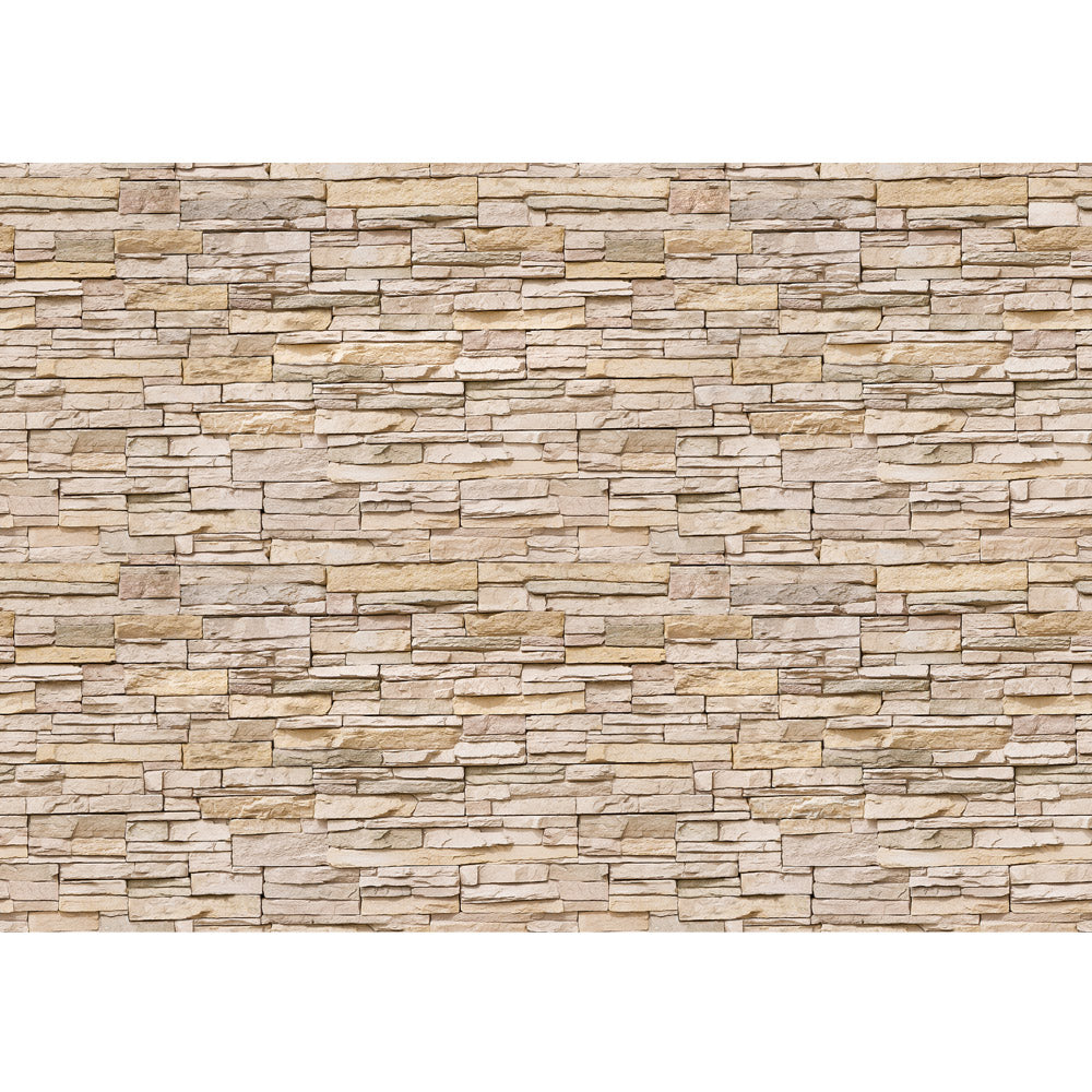 Papier peint photo intissé Asian Stone Wall 2 beige pouvant être disposé en rangée