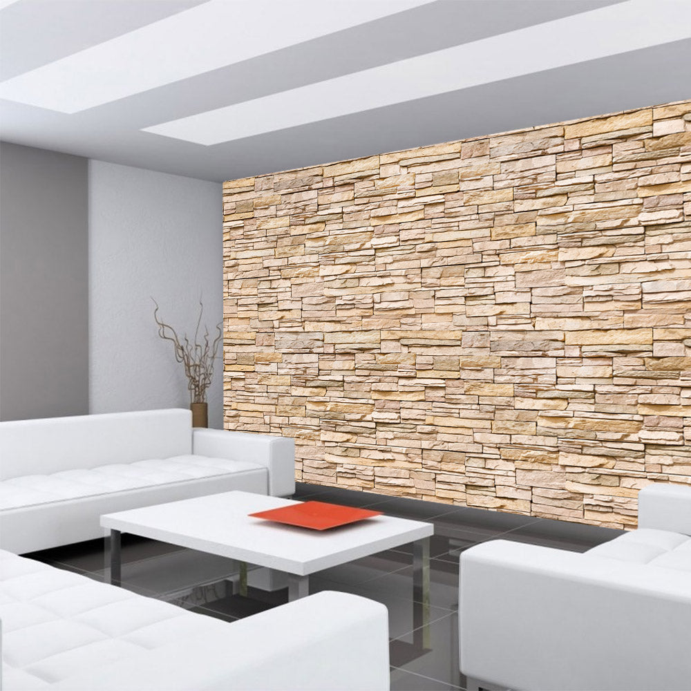 Non-woven photo wallpaper Asian Stone Wall 2 - natural stackable