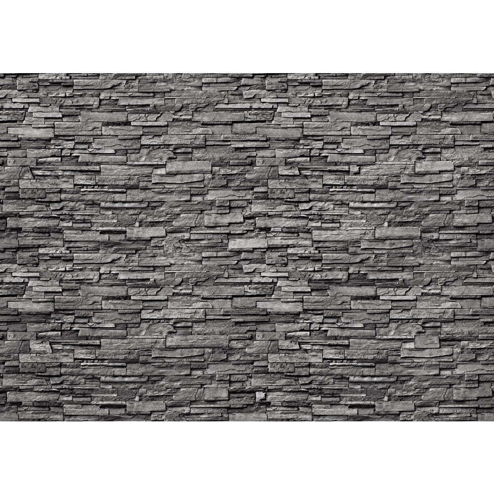 Nonwoven photo wallpaper Stone Wall 2 anthracite stackable stone wall stone look