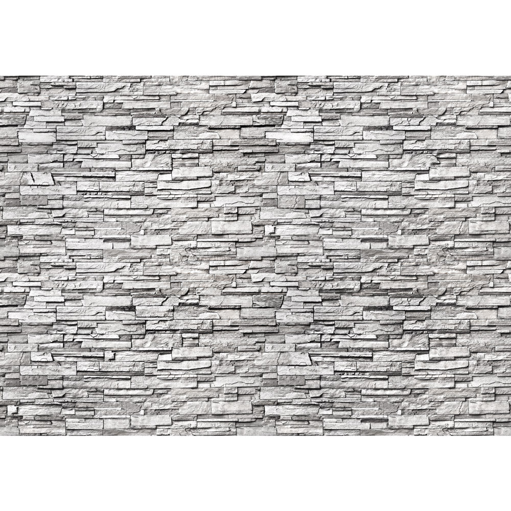 Papier peint photo intissé Noble Stone Wall 2 - gris - mur de pierre empilable