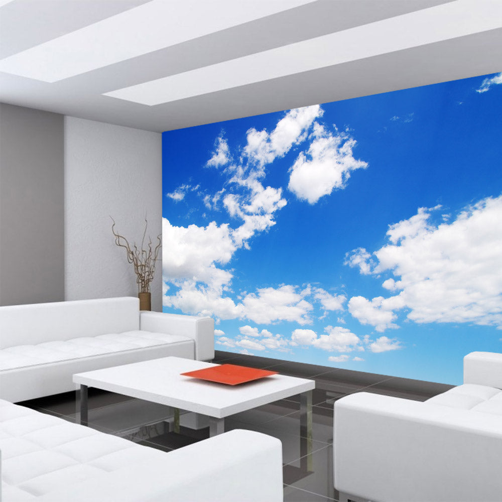 Nonwoven Photo Wallpaper Sky Wallpaper Sky Clouds Blue Romantic Holiday blue