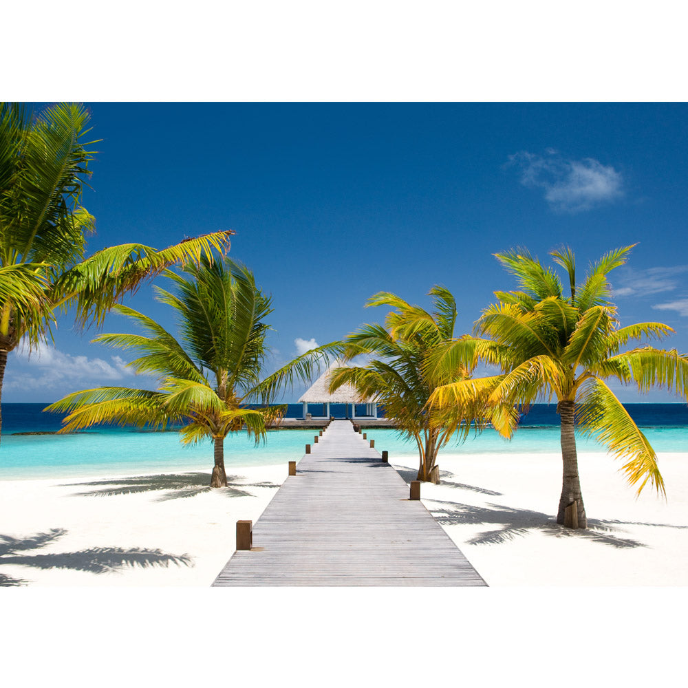 Vlies Fototapete Strand Tapete Strand Meer Nordsee Ostsee Beach Urlaub Blau Palmen bunt