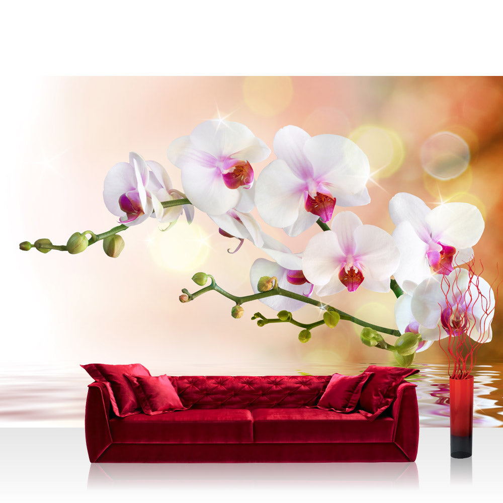 Nonwoven photo wallpaper mountains wallpaper orchid flowers flower tendril