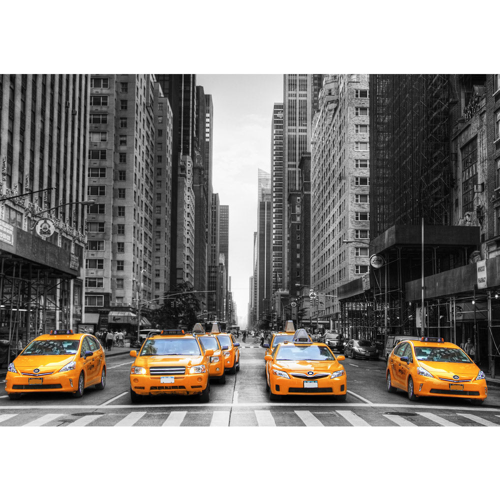 Fleece photo wallpaper Manhattan wallpaper Manhattan Skyline Taxis City Skyscapers grey