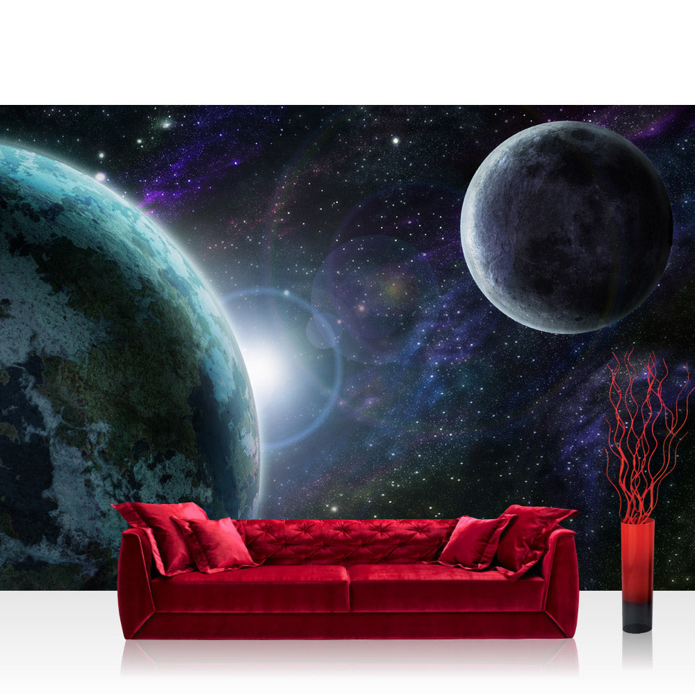 Nonwoven photo wallpaper world wallpaper space earth moon universe grey