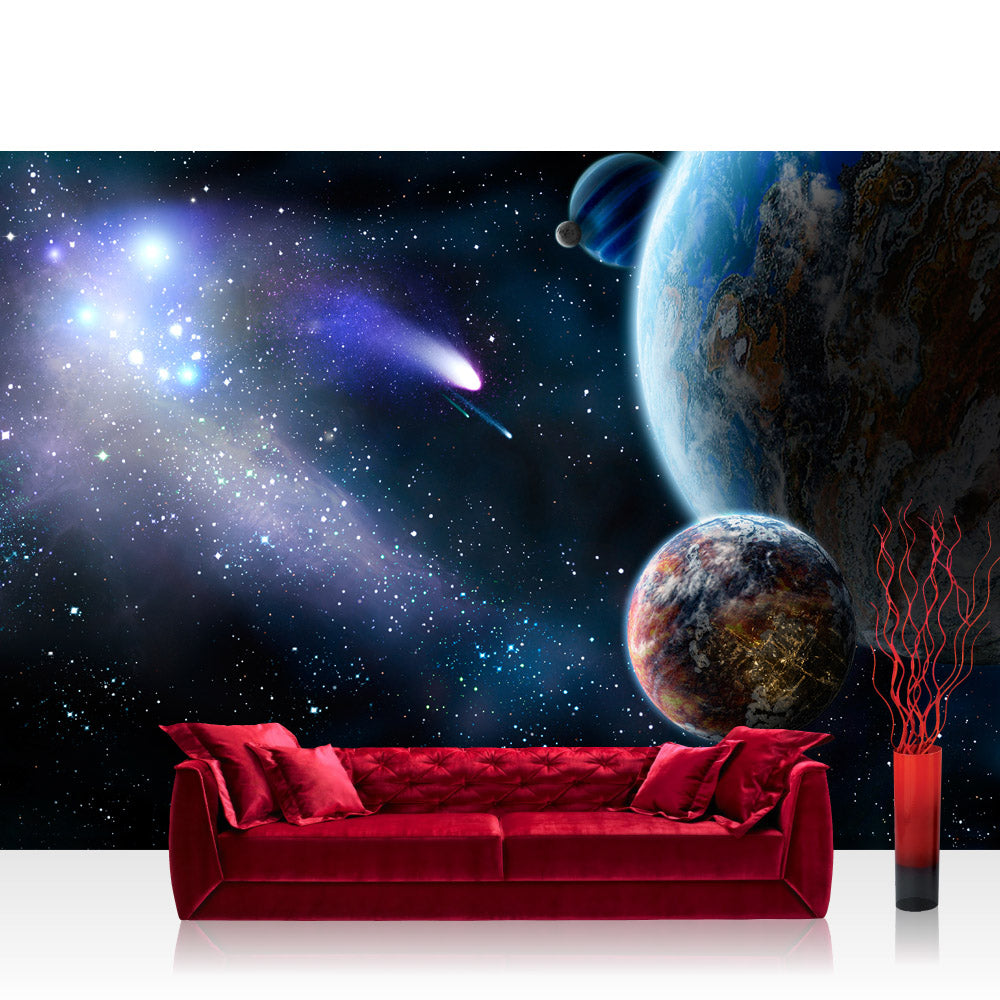 Nonwoven photo wallpaper world wallpaper earth space planet meteorites blue blue