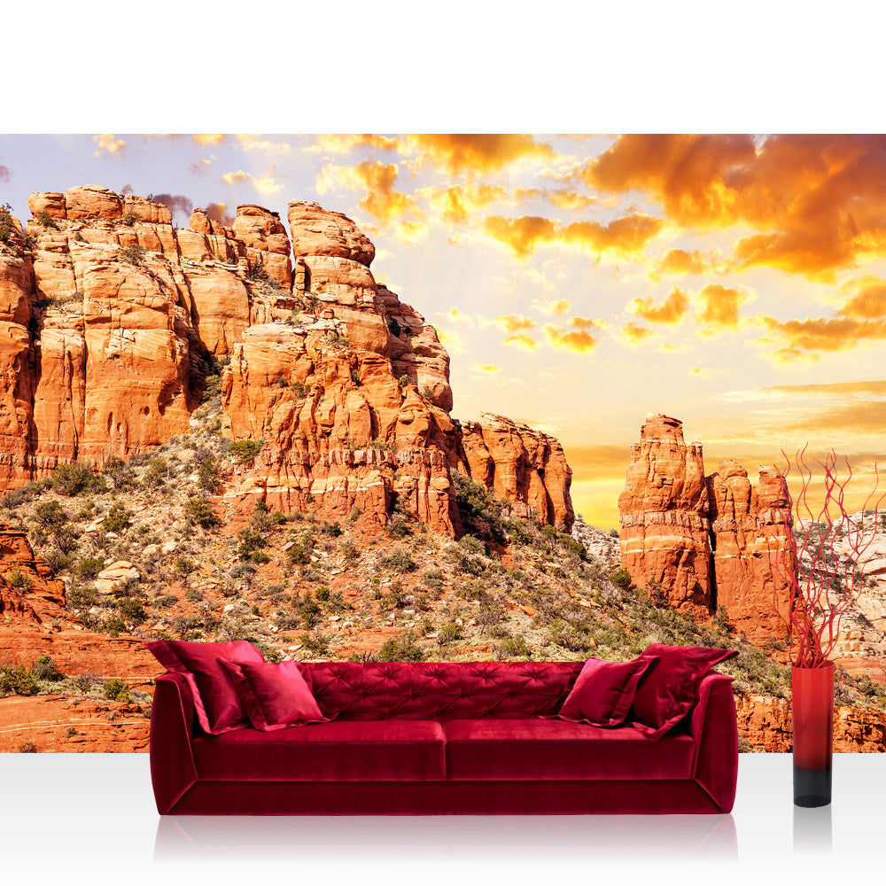 Nonwoven photo wallpaper mountains wallpaper mountains steppe sunrise nature brown