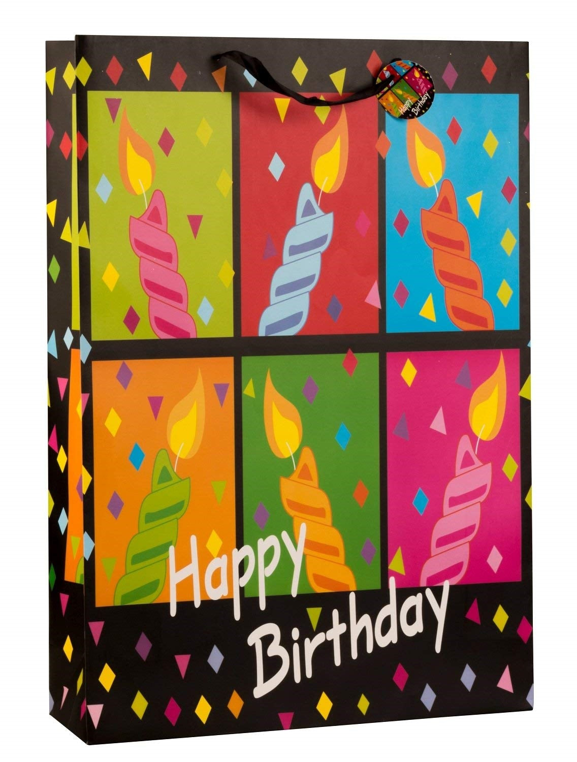 Immense sac cadeau XXL Happy Birthday en lot de 2 dimensions 50x72x16cm