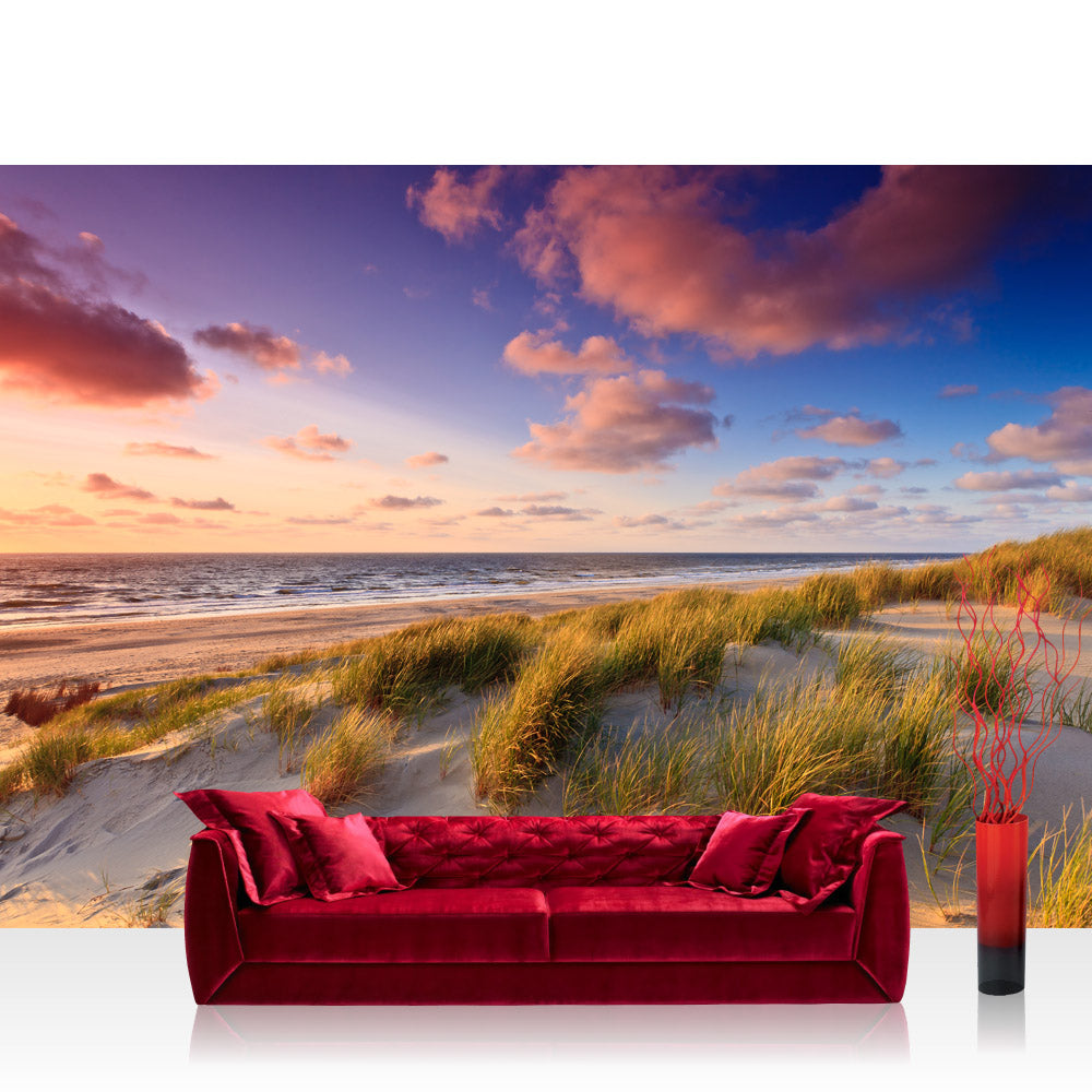 Nonwoven photo wallpaper beach wallpaper beach dune sunset beach sand colorful