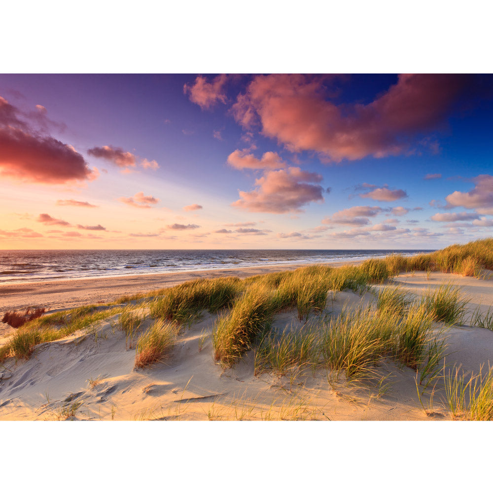 Papier peint photo intissé papier peint de plage dune de plage coucher de soleil plage sable coloré