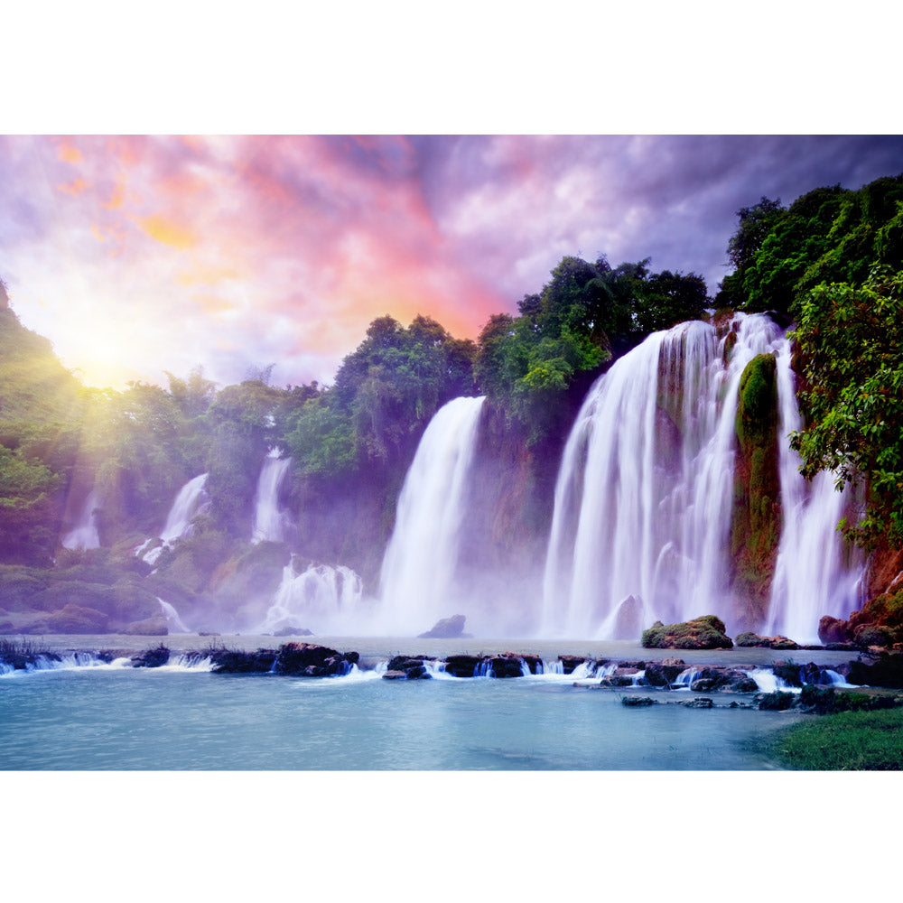 Nonwoven photo wallpaper nature wallpaper waterfall trees forest Thailand lake water sea sun green