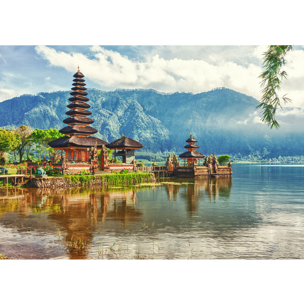 Nonwoven photo wallpaper Bali wallpaper Bali temple water nature grey