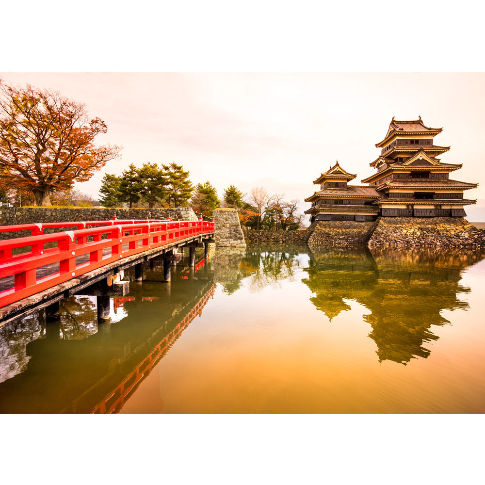 Papier peint photo intissé Japon papier peint Japon pont eau calme romantique violet