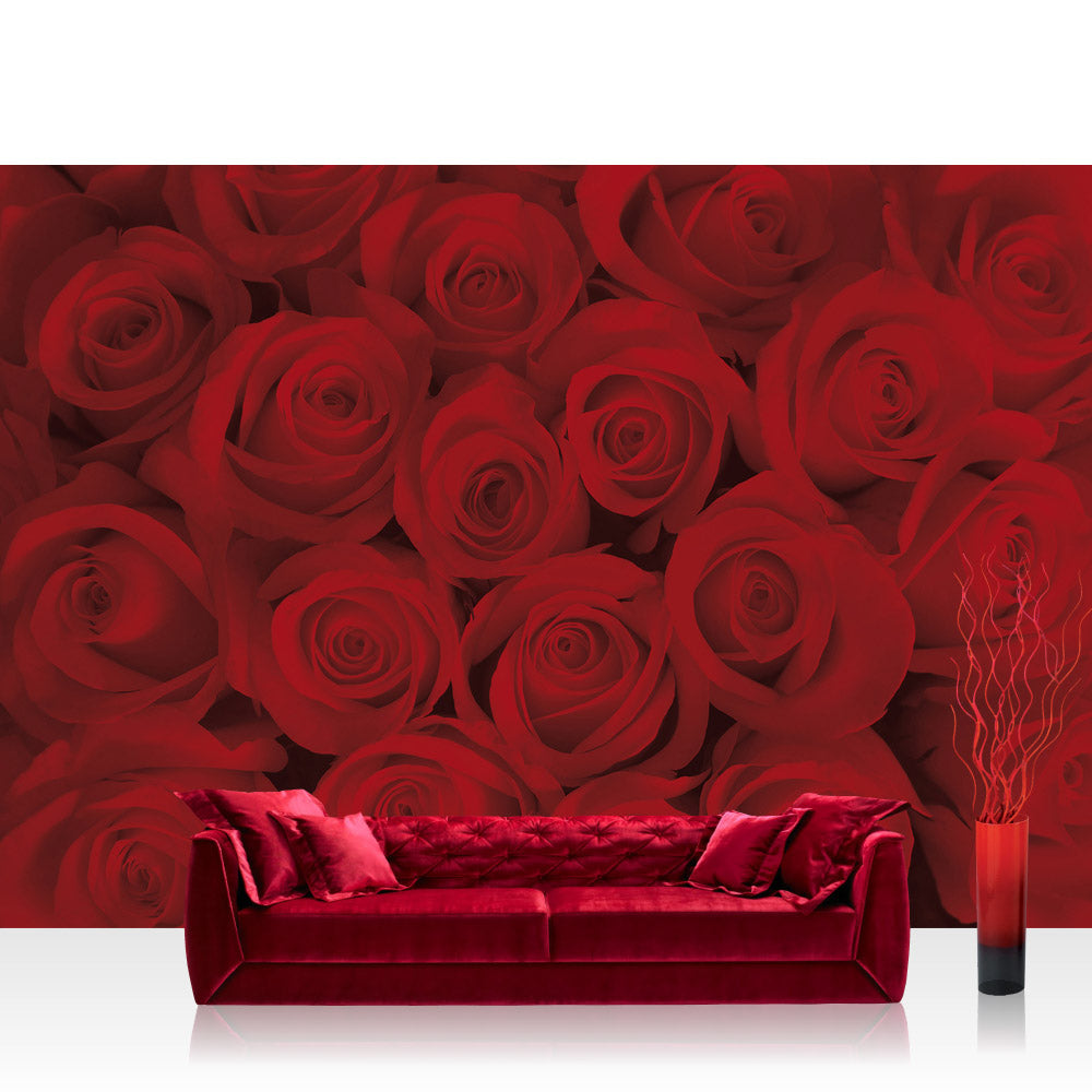 Nonwoven photo wallpaper flowers wallpaper roses blossoms flowers red