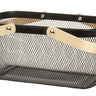 Aufbewahrungskorb mit Henkel für Kleidung Deko oder Accessoires schwarz aus Stahl und Holz 37x24x18 - Lifestyle & More