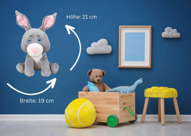 Baby - Plüschtier Kuscheltier Hase grau/weiß aus super weichem Spandex - Plüsch Höhe 21 cm - Lifestyle & More