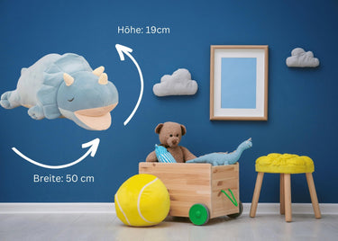 Baby - Plüschtier Kuscheltier Triceratops liegend aus super weichem Spandex - Plüsch Höhe 19cm Länge 50c - Lifestyle & More