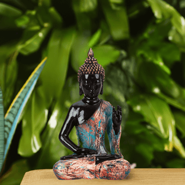 Buddha Skulptur "Colorful Art" aus Polyresin schwarz/bunt Höhe 31cm Breite 18cm - Lifestyle & More