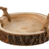 Dekoratives Tablett Exklusives Serviertablett Braun aus Holz mit Rinde und Griff Durchmesser 30cm - Lifestyle & More