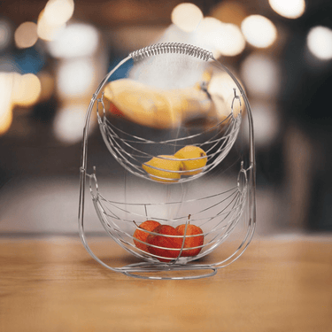 Designer Obstkorb Früchtekorb Etagere Obstschale aus Metall silber verchromt 45 cm hoch - Lifestyle & More