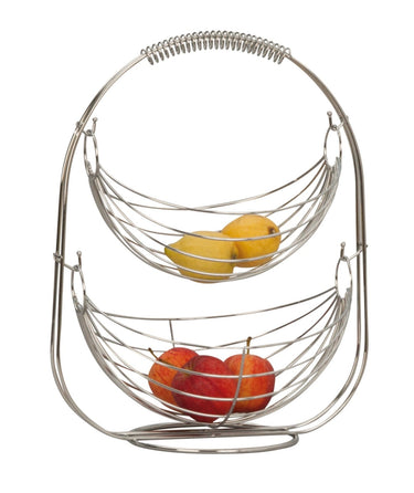 Designer Obstkorb Früchtekorb Etagere Obstschale aus Metall silber verchromt 45 cm hoch - Lifestyle & More