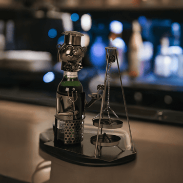 Extravaganter Bier Flaschenhalter Saarländisch Schwenker aus Metall in silber Höhe 25 cm - Lifestyle & More