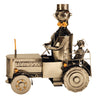Extravaganter Wein Flaschenhalter Flaschenständer Traktor aus Metall in silber Höhe 22,5 cm - Lifestyle & More