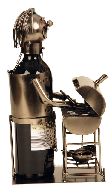 Extravaganter Wein Flaschenhalter Modernes Barbecue aus Metall Höhe 31 cm - Lifestyle & More
