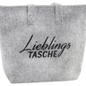 Filz - Tasche Einkaufstasche hellgrau mit Reißverschluss & Druck 45x35 cm - Lifestyle & More
