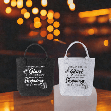 Filz - Tasche Einkaufstasche mit Spruch anthrazit oder grau mit Innenfach 11x37x35 cm - Lifestyle & More