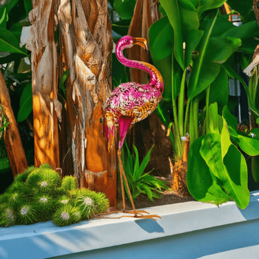 Gartenfigur Flamingo aus Metall stehend Höhe 60 cm Breite 23 cm - Lifestyle & More