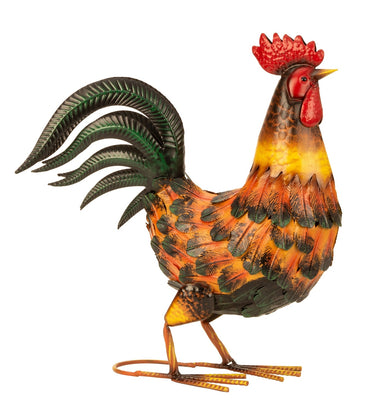 Gartenfigur Hahn aus Metall stehend Höhe 40 cm Breite 36 cm - Lifestyle & More