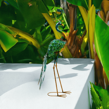 Gartenfigur Pfau aus Metall stehend Höhe 81cm Breite 36cm - Lifestyle & More