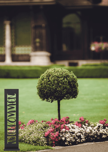 Gartenschild Gartendekoration Willkommen aus Metall schwarz Höhe 62cm Breite 16cm - Lifestyle & More
