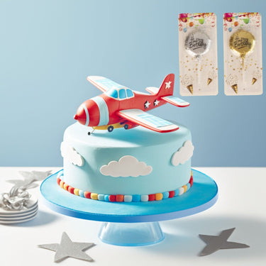 Geburtstagskerzen Ballonmuster 2 - teiliges Set in Silber & Gold Happy Birthday Kerze Höhe 13 cm - Lifestyle & More