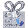 Geldgeschenk Umschlag aus Filz grau mit Druck "Zur Geburt" 10x13 cm - Lifestyle & More