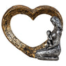 Herz Skulptur mit Mutter & Kind in der Farbe silber/gold aus Kunststein Höhe 17,5cm Breite 21cm - Lifestyle & More