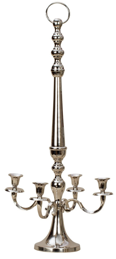 Kerzenständer 4 - armig Kerzenleuchter Kandelaber zum stellen und hängen aus Metall silber Höhe 80 cm - Lifestyle & More