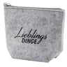 Kosmetiktasche mit Reißverschluss & Druck "Lieblingsdinge" aus Filz grau Höhe 12,5cm - Lifestyle & More
