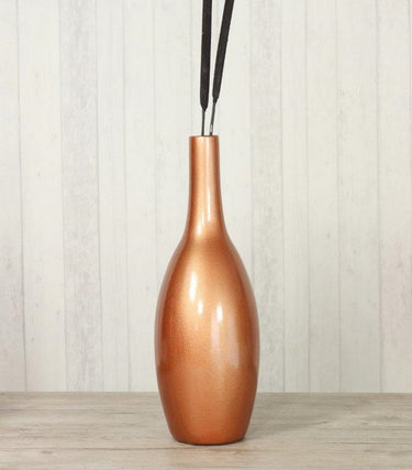 Moderne Dekovase Blumenvase Flaschenvase Vase aus Keramik kupfer gold 15x42 cm - Lifestyle & More