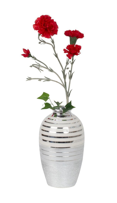 Moderne Dekovase Blumenvase Tischvase Vase aus Keramik weiß/silber Höhe 22 cm - Lifestyle & More