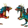 Moderne Gartenfigur Gartenskulptur Drache im 2er Set aus Metall mehrfarbig Höhe 30 cm Breite 50 cm - Lifestyle & More