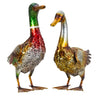 Moderne Gartenfigur Gartenskulptur Ente im 2er Set aus Metall mehrfarbig Höhe 40+43 cm Breite 35+40 - Lifestyle & More