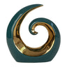 Moderne Skulptur aus Porzellan in Petrol mit Verzierung in Gold Höhe 19 cm Breite 17 cm - Lifestyle & More