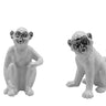 Moderne Skulptur Dekofigur Affe aus Keramik weiß/silber 14x18 cm - Lifestyle & More